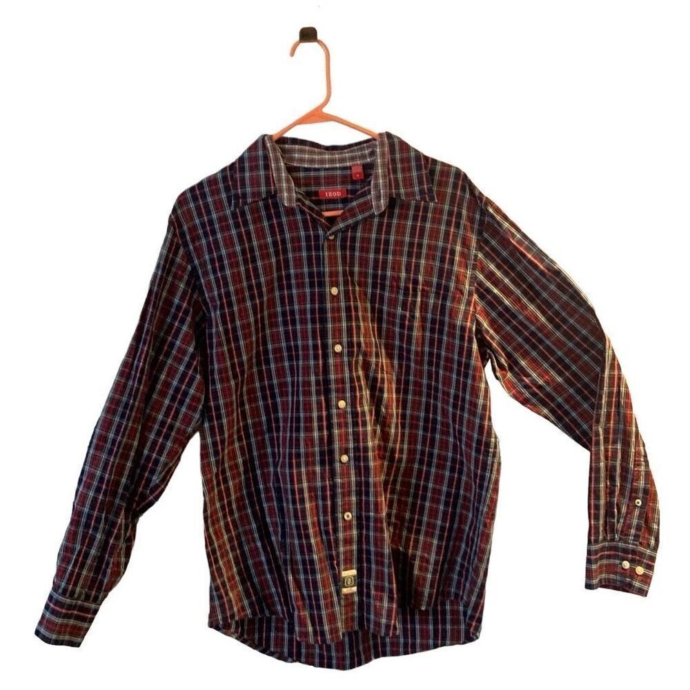 Pre Owned Men’s IZOD Plaid Long Sleeve Button Up Shirt Sz Med Classic Pattern